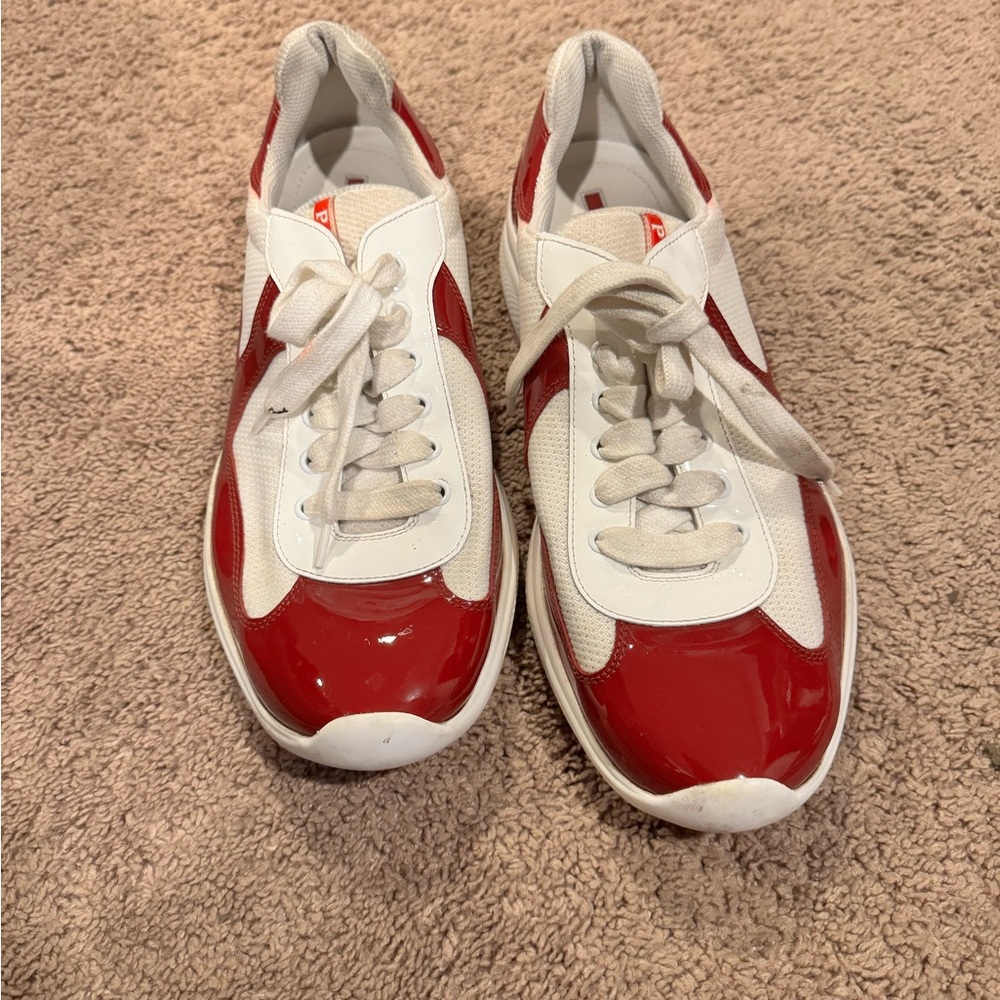 Men’s Prada Red and White Sneakers
